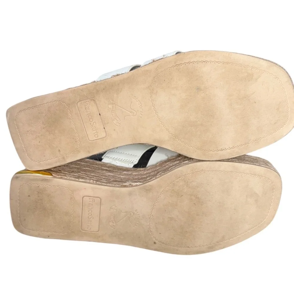 NWOB Franco Sarto White Tevin Sandals Espadrille Wedge Women's Size 7.5M